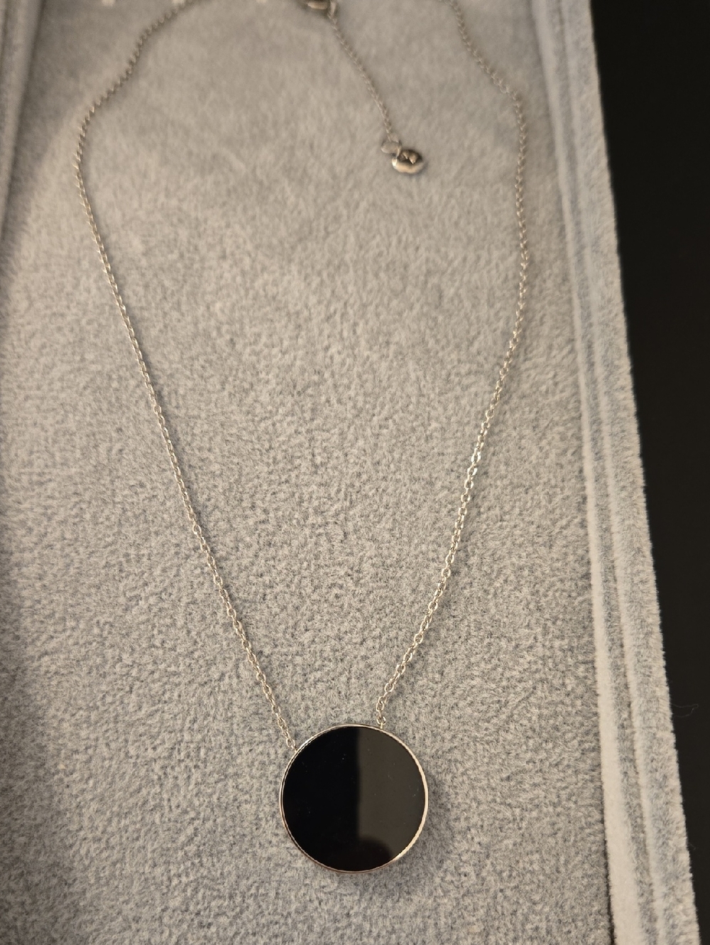 Skagen Stainless Steel Chain Necklace with Black Round Pendant